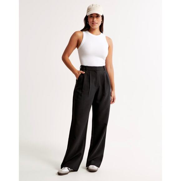 Abercrombie & Fitch Pants - Abercrombie & Fitch Curve Love Sloane Tailored Wide Leg Pant Black Womens Size 8